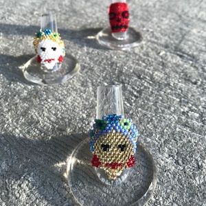 Frida Kahlo Handmade Mexican Beaded Ring Portrait
